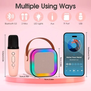 Loa Karaoke Bluetooth <span class=keywords><strong>Mini</strong></span> Di Động Có Mic Không Dây Và Đèn LED Cho Trẻ Em Và Người Lớn, Quà Tặng Giáng Sinh Sinh Nhật Đồ Chơi - Product Image 4