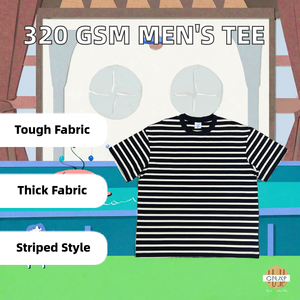 300 GSM coupe régulière goutte épaule tricoté t-shirt décontracté 100% coton lourd à manches courtes côtelé poignets solide sérigraphie - Product Image 2