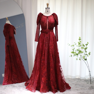 ชุดราตรีทรงเอไลน์ รุ่น SZ065 ดีไซน์หรูหรา แขนกุด ลายดอกไม้แบบอาหรับ ประดับคริสตัลและขนนก จับจีบช่วงเอวธรรมชาติ เหมาะสำหรับงานเลี้ยงตอนเย็นและงานพิธีการ - Product Image 3