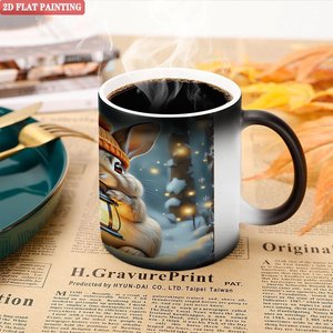 Mug en céramique noir givré 11oz, tasse magique changeant de couleur sensible à la chaleur - Product Image 5