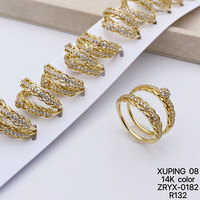 Bijoux XUPING en gros, élégant ensemble de bagues en pierre plaqué or 14 carats avec CZ synthétique pour femmes, mariages, mariages de jeunes mariés, hommes et couples