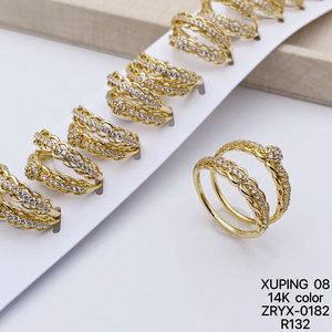 XUPING Jewelry Wholesale Elegant 14K Gold Color Plated Synthetic CZ Ladies Wedding Bridal <strong>Women</strong> Men Couple Stone <strong>Ring</strong> <strong>Set</strong> - Product Image 5