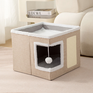 Best Seller <strong>Cat</strong> Pet House Semi-Enclosed Foldable <strong>Cat</strong> Bed <strong>Cave</strong> with Litter Protective Cloth Material for Small Animals - Product Image 3