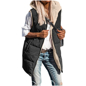 Pour <span class=keywords><strong>Amazon</strong></span> nouvelle veste rembourrée en coton à capuche européenne américaine <span class=keywords><strong>gilet</strong></span> Double face porter <span class=keywords><strong>chaud</strong></span> Cardigan imperméable coupe-vent manteau - Product Image 4