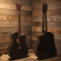 Factory Manufacture Glossy Finishing With Binding Stringed Musical Instrument 41Inch Premium Spruce Solid Acoustic Guitar