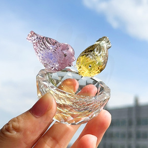 Figurine d'oiseau en cristal, verre, faite à la main, thème animal, décoration de la maison, petit ornement, cadeau - Product Image 1