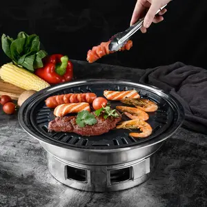Wholesale custom Korean style stainless steel non-stick less smoke Charcoal Barbecue Grill Stove for home or outdoor Camping