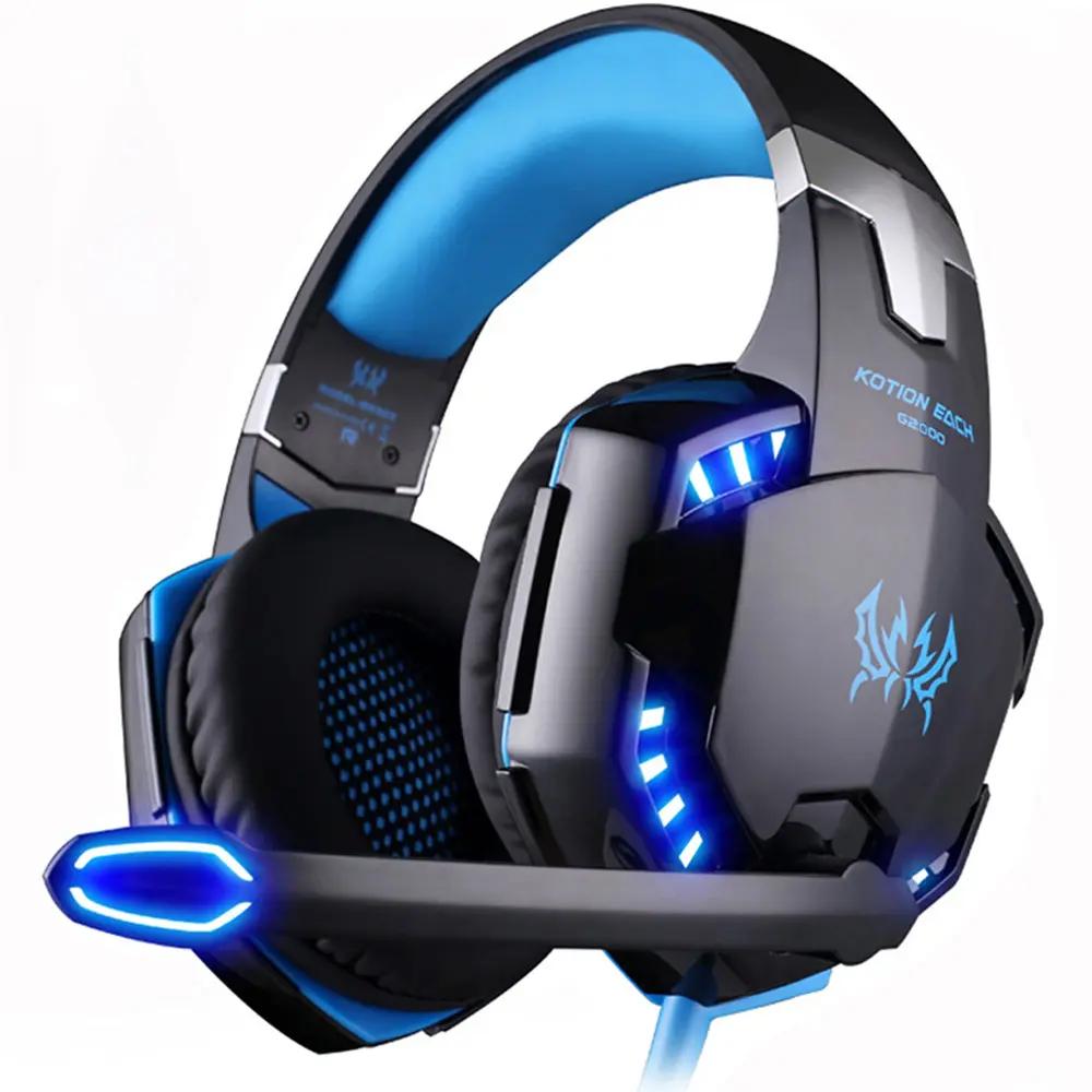 Kotion EACH G2000 Stereo Gaming Headset Deep Bass Computer Game Headphones Earphone with LED Light Microphone for PC Laptop PS4