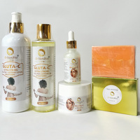 Ensemble de 5 produits de soin de la peau Super blanchissants naturels Gluta-c, crème pour le visage, lotion, huile, savon, sérum au glutathion pour éclaircir la peau