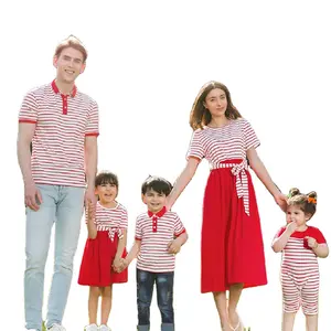 100% Cotton T-Shirt Casual Family Look Baby Rompers Mother Daughter Party dresses Father and Son Matching Clothes