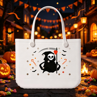 Sac fourre-tout en EVA imprimé Grim Reaper pour Halloween, léger, avec design perforé, sac à main pour la plage, le quotidien, les fêtes, sac de transport pour femmes