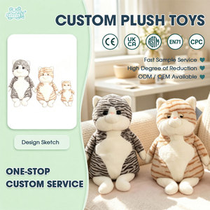 Ensemble de peluches chat calico tigré, 3 pièces, couleurs mélangées, poupées en peluche chaton, gris blanc orange, peluches mignonnes pour enfants, logo personnalisé - Product Image 1