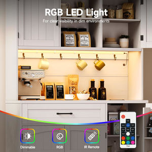 Armoire de rangement pour cuisine avec éclairage LED et prise, buffet de cuisine avec étagère pour micro-ondes et 6 crochets pour salle à manger - Product Image 3