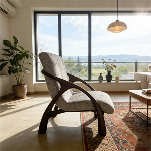 Sillón Moderno de Estilo Nórdico con Estructura de Madera Maciza, Tapizado, Sofá Individual para Sala de Estar o Dormitorio, Muebles de Lujo - Product Image 3