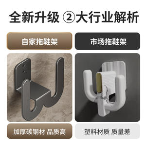 Support mural sans perçage pour pantoufles de salle de bain, pour rangement et drainage derrière la porte, design rectangulaire durable - Product Image 5