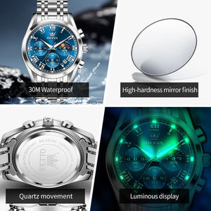   Reloj de Pulsera para Hombre 2871 Odm Sports Lunar Phase Oem con Logotipo Personalizado, Acero Inoxidable, Lujoso, Luminoso, Resistente al Agua, Reloj de Cuarzo - Product Image 5