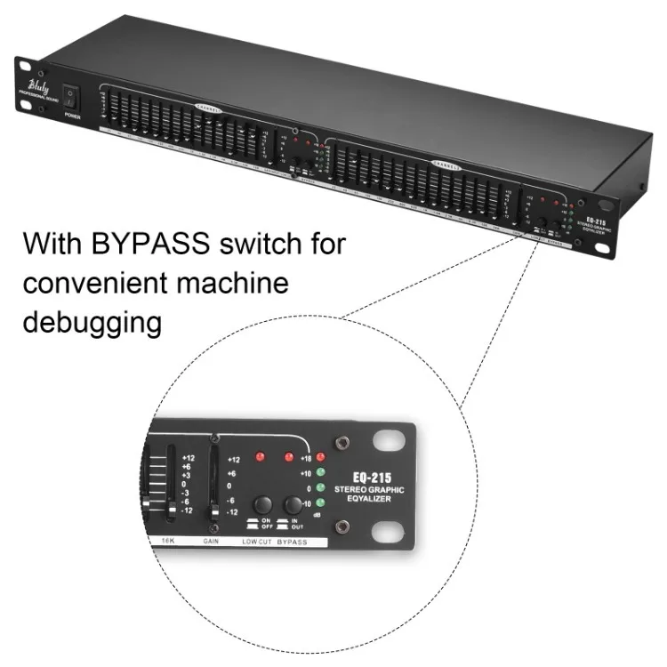 Btuty EQ-215 デュアルチャンネル 15バンド イコライザー 1U ラック 