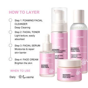 Set Vegano de Cuidado Facial con Niacinamida: Sérum, Crema, Loción, Tónico y Limpiador para Iluminar, Aclarar y Blanquear la Piel - Product Image 6