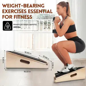2-in-1 Professional Adjustable Calf Stretching Incline Wedge Physical Therapy Wooden Slant Board Balance Board