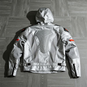 Sweat à capuche argenté à fermeture éclair pour hommes, sweat à capuche en <span class=keywords><strong>kevlar</strong></span> pour la sécurité et le style de l'équitation - Product Image 2