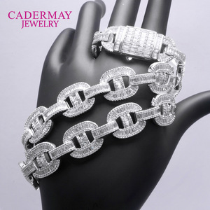 Cadermay Moissanite Necklace 15mm S925 Silver Pig Nose Cuban Chain Lock Design Everyday Wear Jewelry - Product Image 4