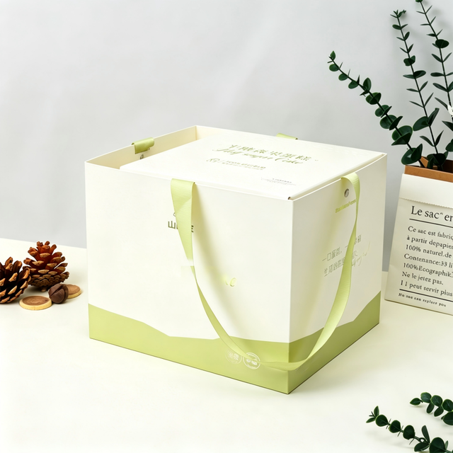 Party Dessert Packaging Recyclable Custom Art Paper Cake Box with Clear Window and Portable Handle
