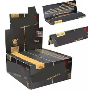 Özel rafine edilmemiş kağit kutu klasik 1.25 1 1/4 inç haddeleme kral ince kağıt organik sigara sarma kağıdı