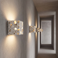 Lámpara de Pared LED Cuadrada de Terrazo, Impermeable IP54, 6W, Luz Blanca Cálida, Aplique de Pared para Exteriores, Alto CRI 90, Garantía de 2 Años