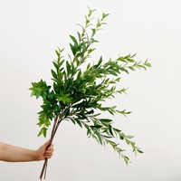 Tanaman Buatan, Salju Willow, Cabang dan Daun Kecil, Daun Karet Lembut, Aksesoris Rangkaian Bunga, Seni Bunga Pernikahan