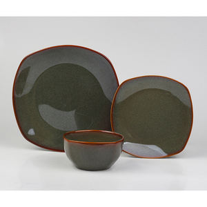 Juego de cena cuadrado de 12 piezas/16 piezas de esmalte reactivo de gres de Color sólido OEM, juego de 1 Nivel de Material cerámico del norte de China - Product Image 2