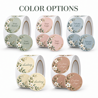 Étiquettes adhésives en papier pour cadeaux et artisanat OEM, impression couleur, découpe à la presse, finition mate, étiquettes rondes en rouleau à motifs floraux