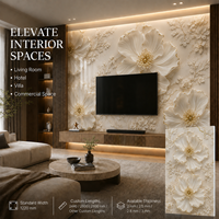 Panel Decorativo MORLENX de Lujo, Color Marfil, con Diseño Floral 3D, Resistente al Agua, Fácil de Instalar, para Dormitorios y Villas