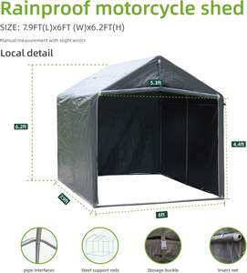 Abri à vélos <span class=keywords><strong>en</strong></span> acier pour l'extérieur, 8x6 pieds, robuste, <span class=keywords><strong>en</strong></span> <span class=keywords><strong>PVC</strong></span> imperméable, résistant au vent, porte enroulable, fenêtre <span class=keywords><strong>de</strong></span> ventilation, résistant aux UV, rangement - Product Image 1