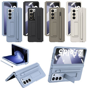 Funda de teléfono con ranura para bolígrafo de cuero para Samsung Galaxy Z Fold 5 4, funda plegable <span class=keywords><strong>gratis</strong></span> con soporte y película frontal de vidrio templado - Product Image 1