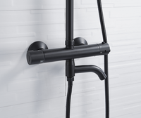 Robinet de salle de bain noir mat douche 3 voies ensemble thermostatique double tête 8 pouces Style rond pluie Kit de douche à main