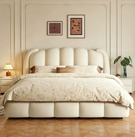 Ensemble de meubles de chambre à coucher de luxe italien, lit king size moderne, lit double en cuir capitonné, grande tête de lit haute, style doux, meubles pour la maison