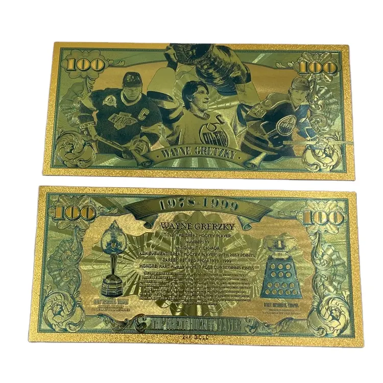 Collezione Souvenir atleta famoso regalo 100 dollari banconota placcata in lamina d'oro per gli appassionati