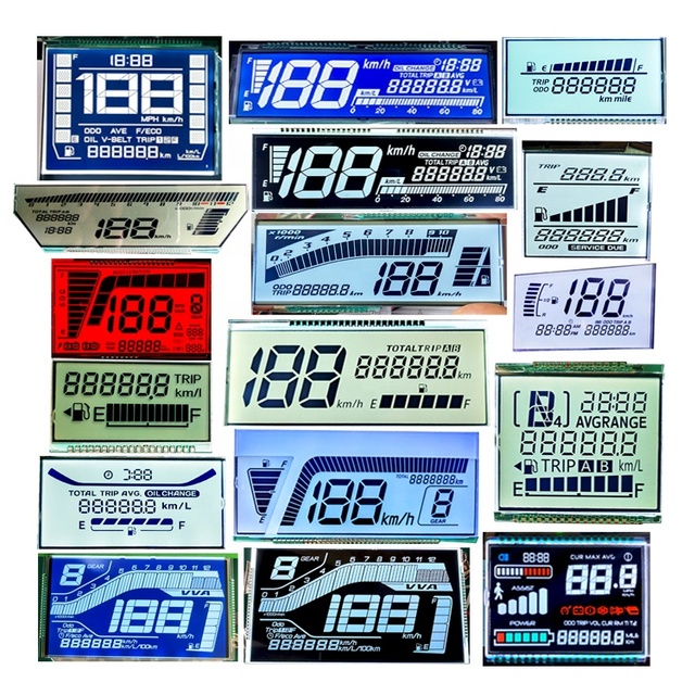 High Contrast OEM Digit Segment Odo Meter TN HTN BTN STN FSTN VATN VA Transparent Speedometer LCD Display For Car Kilometer