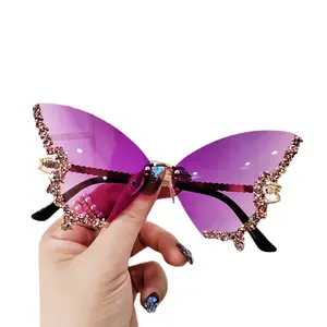 Frameless Cut Shape Funny Sunglasses PC Fashion Europe and The United States Foreign Trade Hipster Diamond-studded Party Women