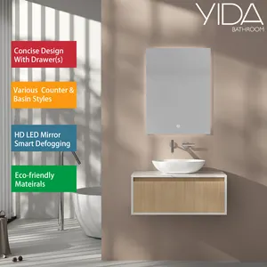 YIDA 24" Sintered Stone Top Bathroom Vanity Sets With Led Mirror