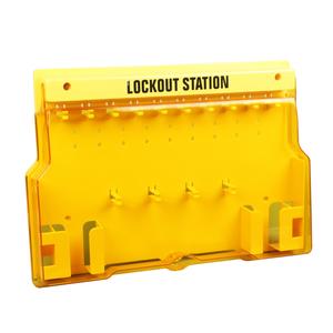 ロトプラスチック壁に取り付けられたロックアウトTagout駅イエロー10台の南京錠 - Product Image 1