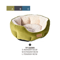 Lit pour animaux de compagnie en peluche de qualité supérieure, vente en gros, nid douillet en sherpa pour chien et chat, chaud, non amovible, coussin ovale pour animaux de compagnie