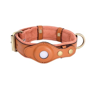Collar para Perro de Cuero Genuino Impermeable con Soporte Integrado para Apple AirTag, Hebilla de Latón Antiguo Resistente - Product Image 5