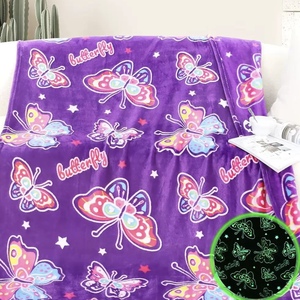 Couverture en tricot douce en polyester 100% avec impression de <span class=keywords><strong>salamandre</strong></span> axolotl qui brille dans le noir, cadeaux pour anniversaire, Noël - Product Image 5