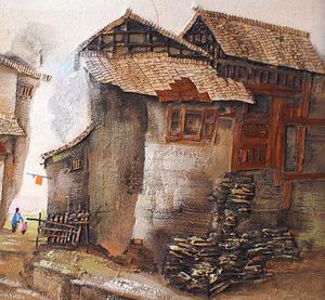 Tranh vẽ tĩnh vật hình khung cửa nông thôn Tujia Trung Quốc thủ công bằng đá sa thạch, tranh treo tường trang trí bằng gỗ, phong cách cổ điển, sản xuất tại Trung Quốc - Product Image 3