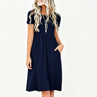 Nouvelle robe d'été pour femmes, décontractée, à manches courtes, coupe évasée, avec imprimé floral frais, légère et aérienne, idéale pour les vacances à la plage