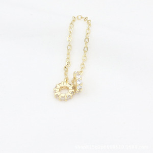 18K genuine gold zircon-<b>set</b> large-hole diamond ring connecting chain spacer <b>bead</b> accessory safety chain DIY bracelet beaded - Product Image 5