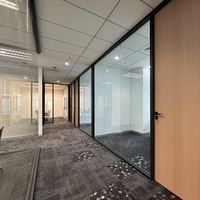 Interior Sliding Glass Door System Room Divider Partition Modern Office Commercial Glass Partition Wall for Fit Out
