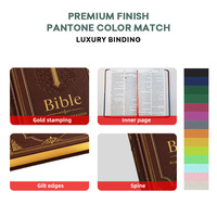 Bible personnalisée en gros avec couverture rigide en cuir PU gaufré, estampage à chaud, service d'impression en vrac pour usage religieux