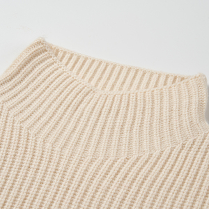 Venta al por mayor de cuello alto a rayas superior de Otoño de lana de manga larga de las mujeres suéter suelto de punto Casual - Product Image 5